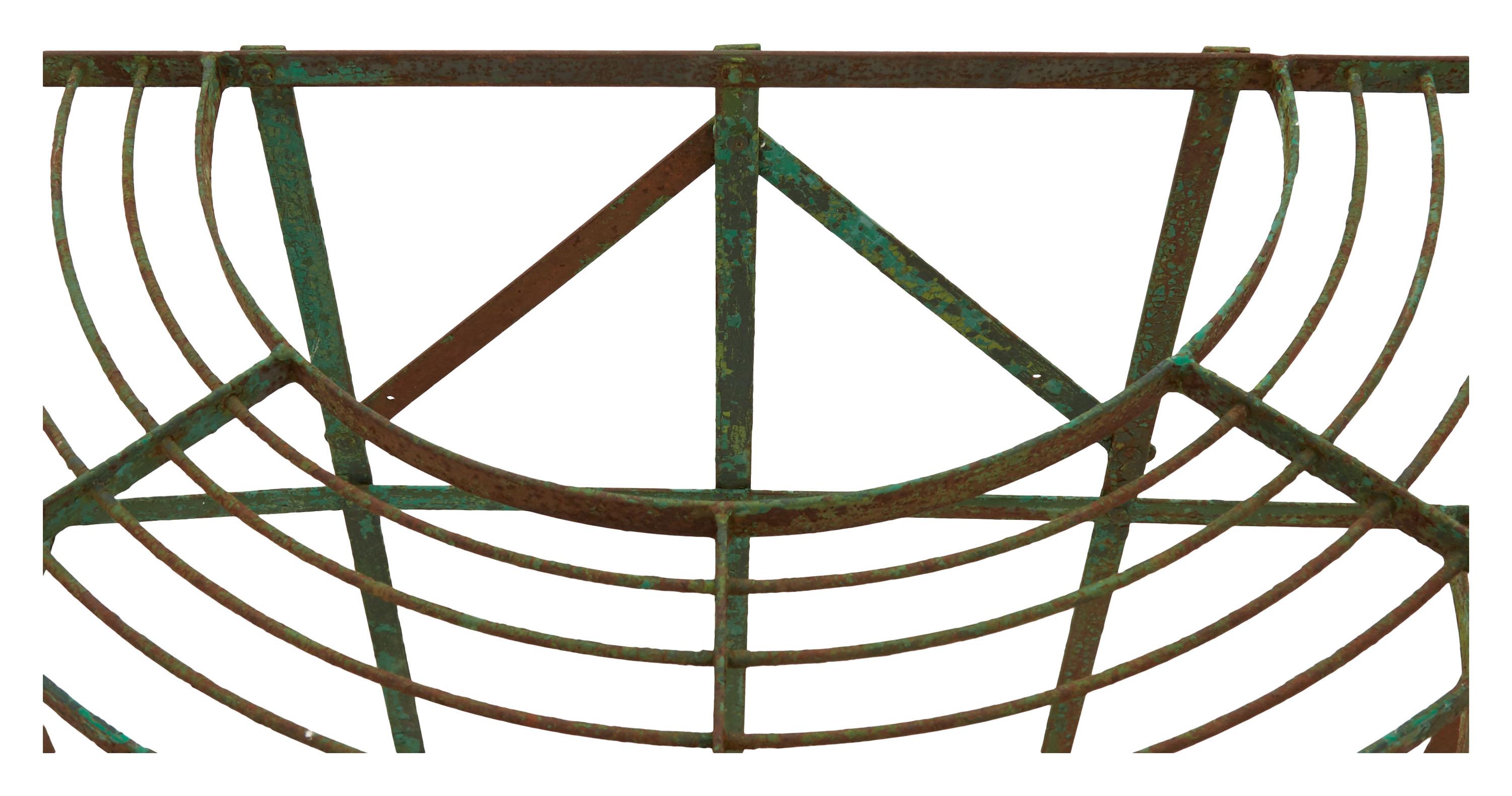 20th Century French Curved Green Iron Plant Stand