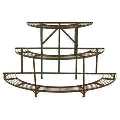 French Curved Green Iron Plant Stand