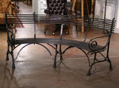 French Curved Iron Four-Seat Bench Signed "Sauveur Arras"