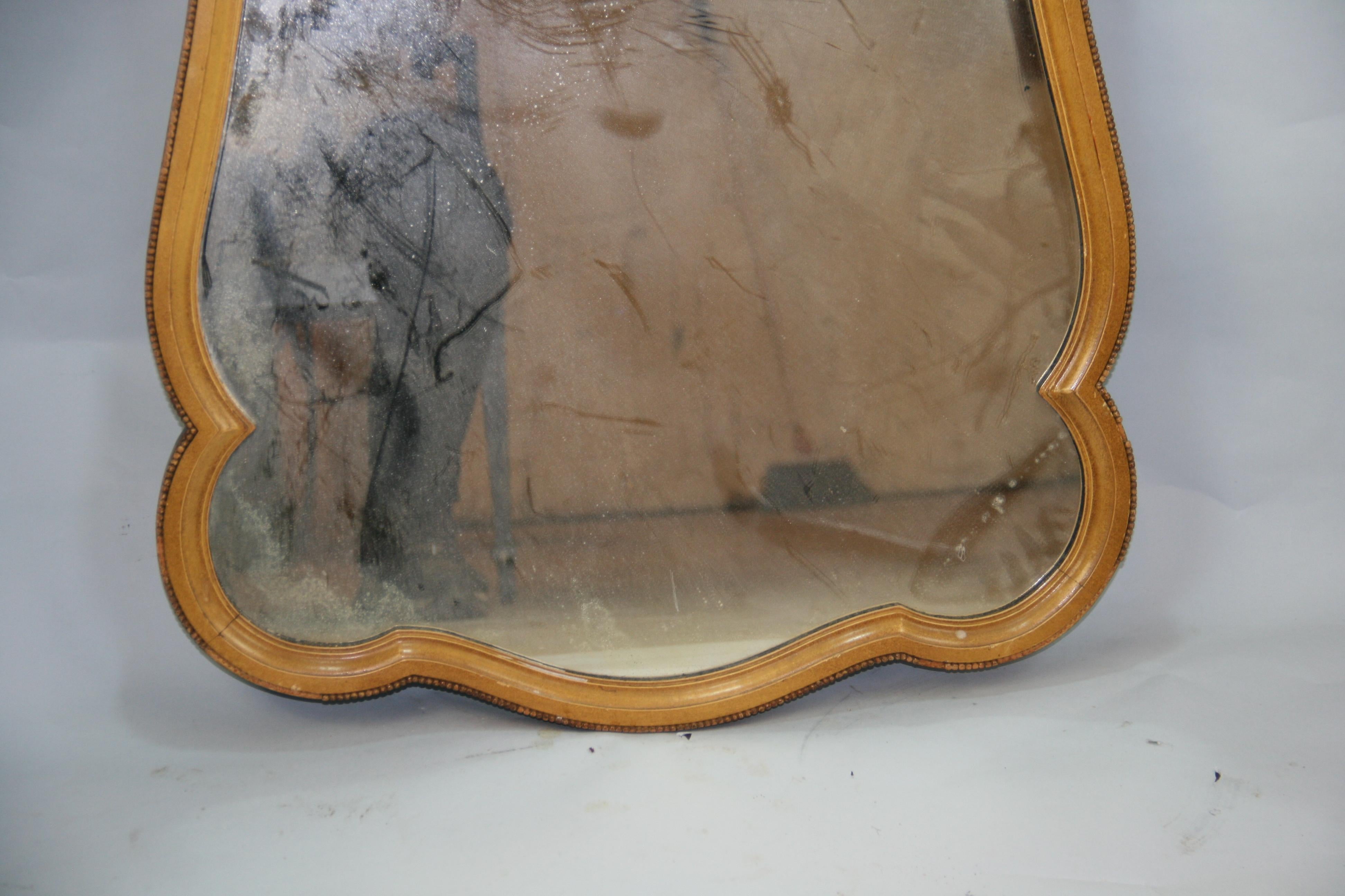French Curved Mirror with Painted Pediment For Sale 2