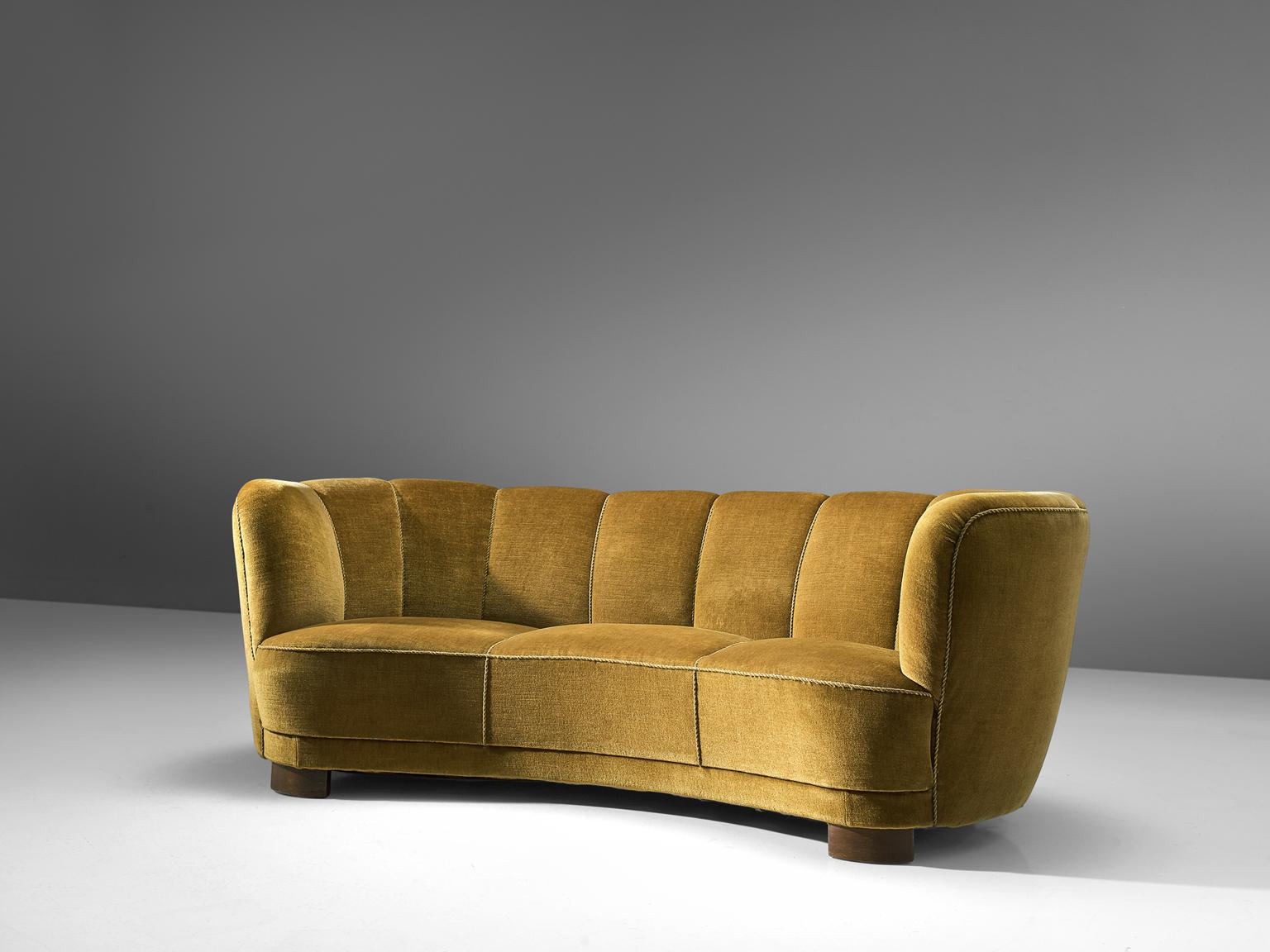 mustard curved sofa