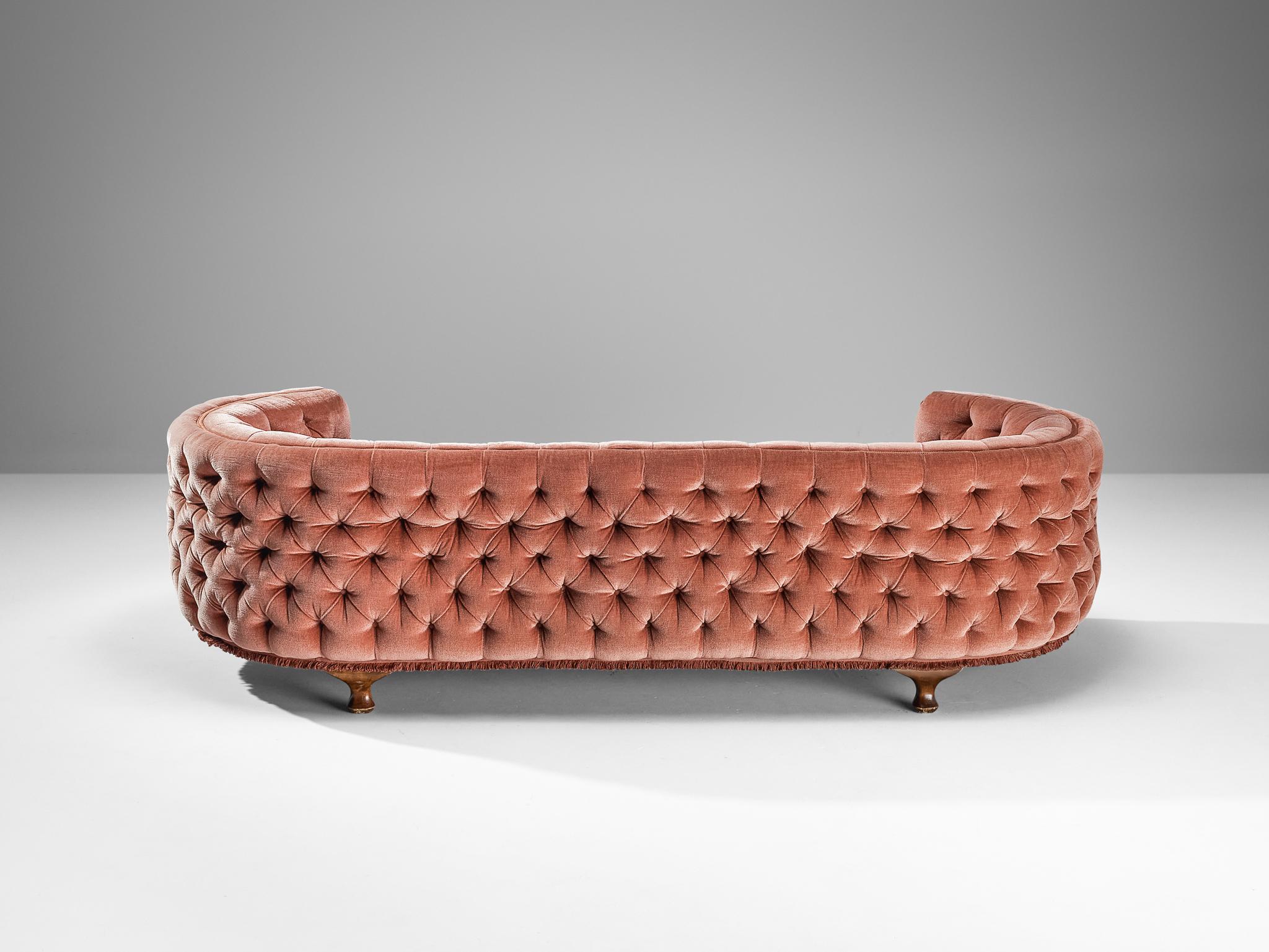 French Curved Sofa in Pink Mohair  2