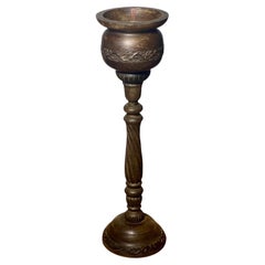 French Custom Handcrafted Carved Wood Pedestal Planter. Early 20th Century