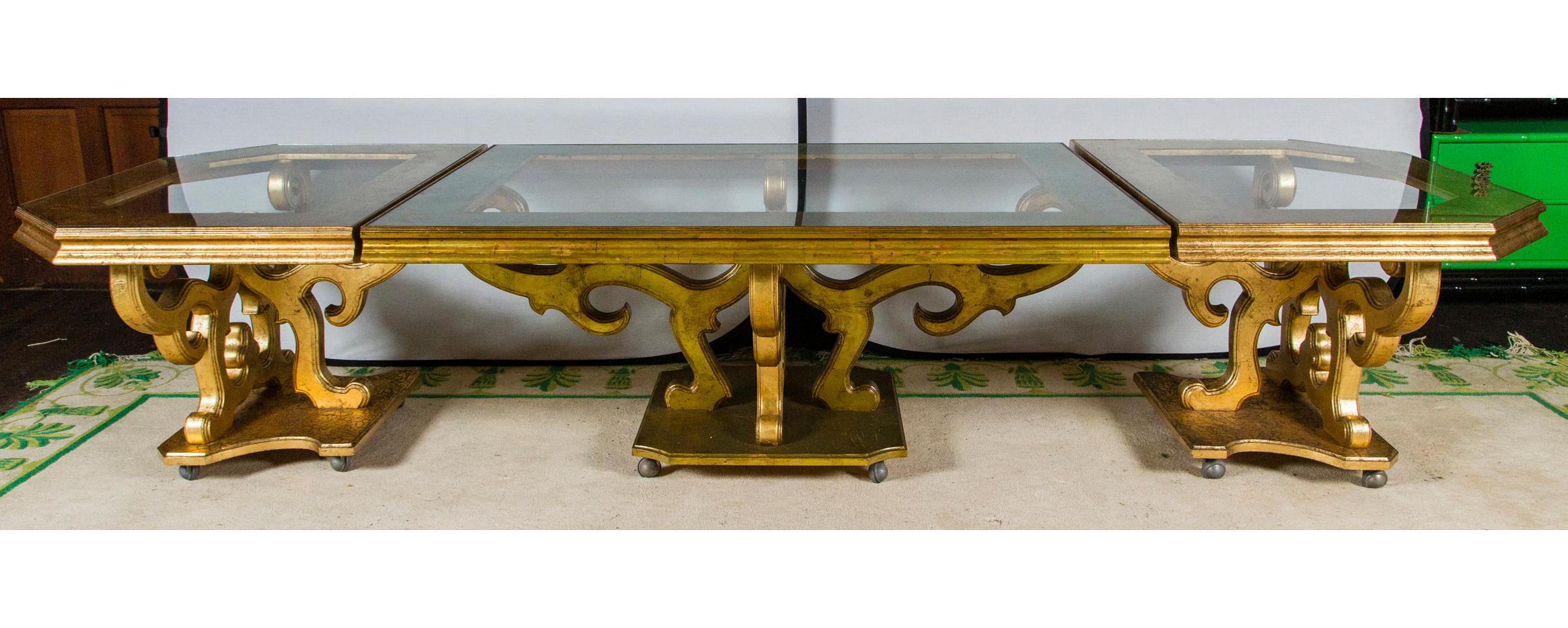 French Custom Made Gilt Carved Wood Dining Table 2