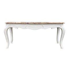 French Custom Painted Console with Breche Marble Top, circa 1920s-1940s