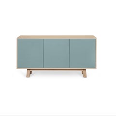 Credenza francese personalizzabile di design a 3 ante grigio blu di Eric Gizard Paris