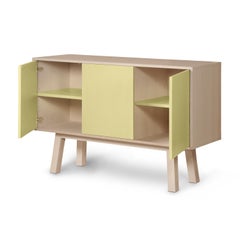 French customizable yellow 3-door credenza, by designer Eric Gizard Paris