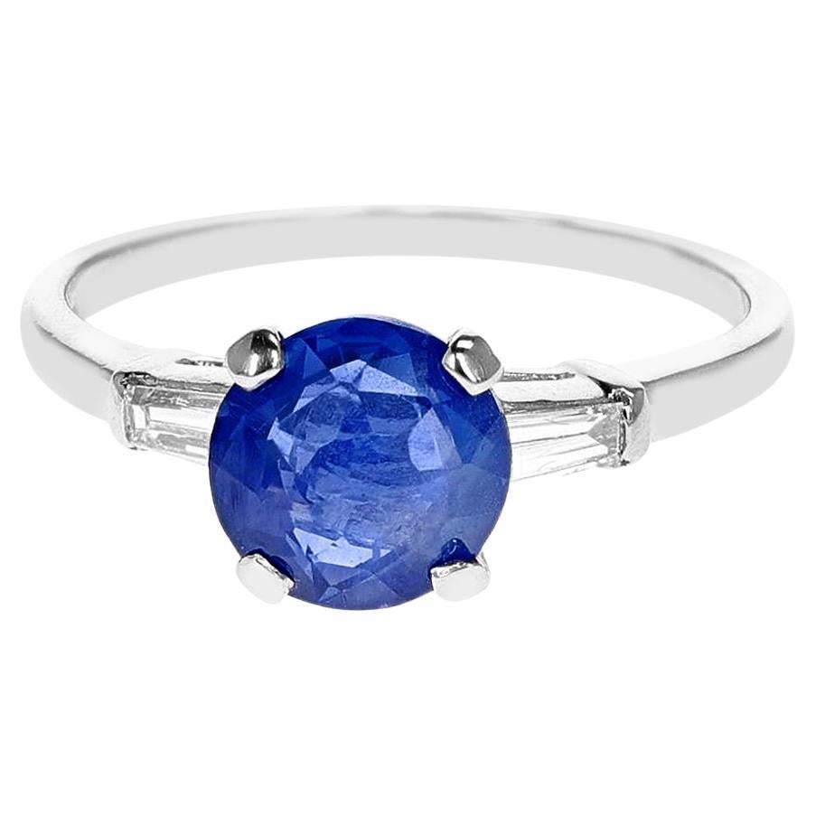 French Cut 4 Carat Sapphire Ring, Platinum