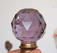 French Cut Aubergine Crystal Newel Post Finial