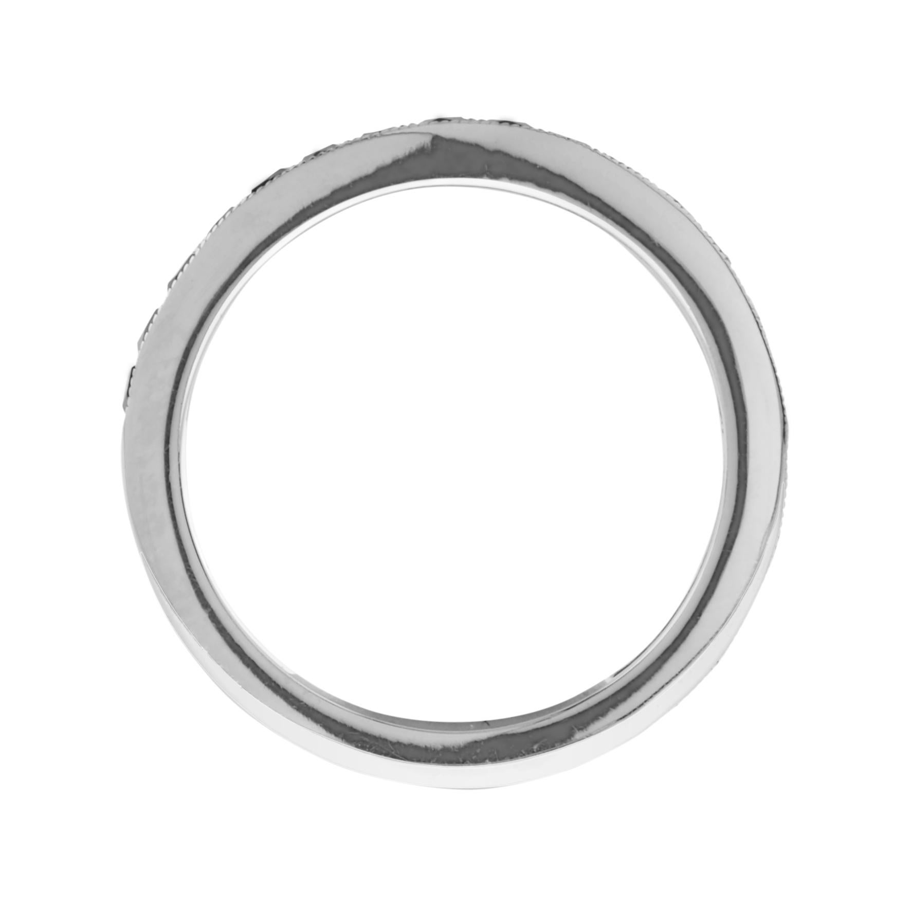 French Cut Blue Sapphire Channel Set Half Eternity 14K White Gold Ring Neuf - En vente à Oakton, VA