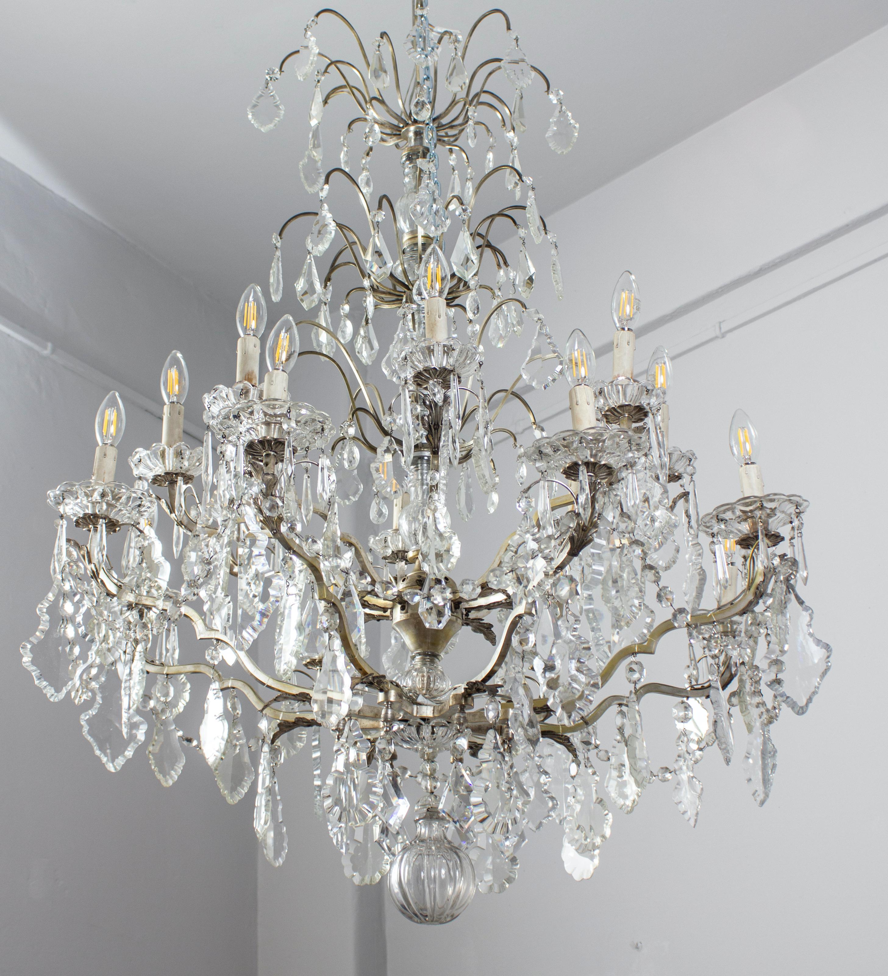 French Cut- Crystal  16 Light Chandelier, 19th Century For Sale 2