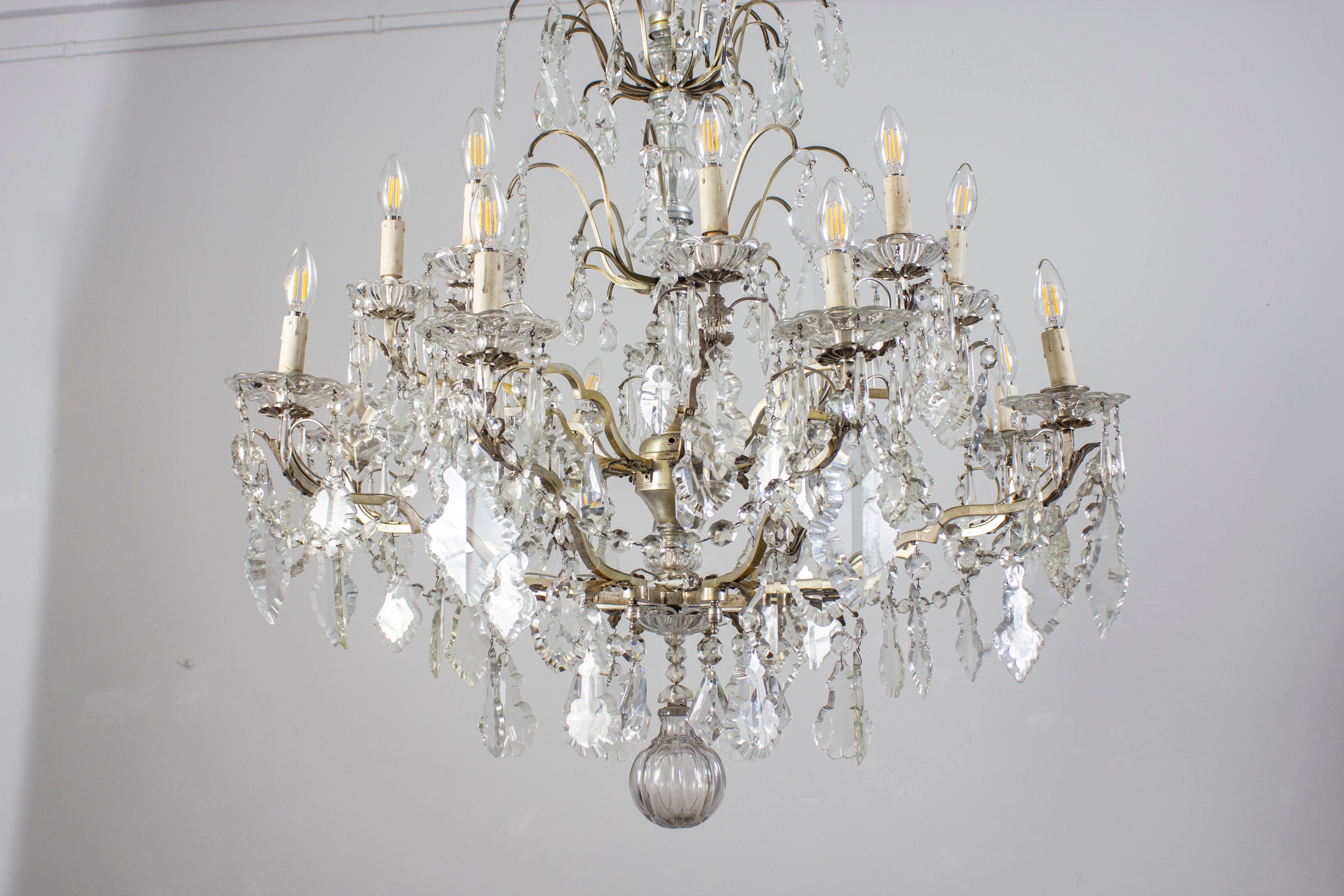 French Cut- Crystal  16 Light Chandelier, 19th Century For Sale 3
