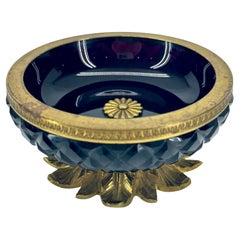 French Cut Crystal Amethyst Glass Bowl Gilt Bronze Empire