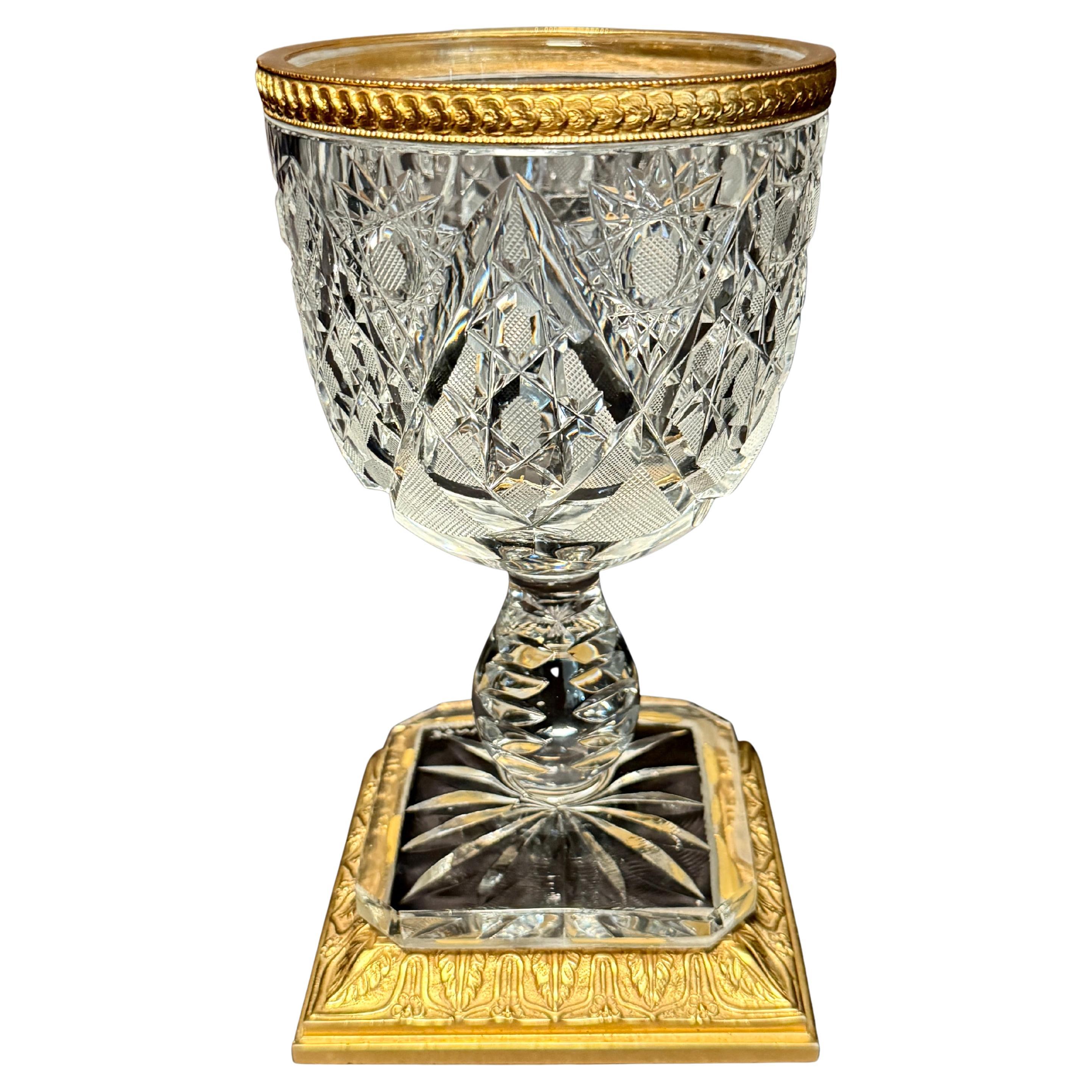 French Cut Crystal And Ormolu Compote