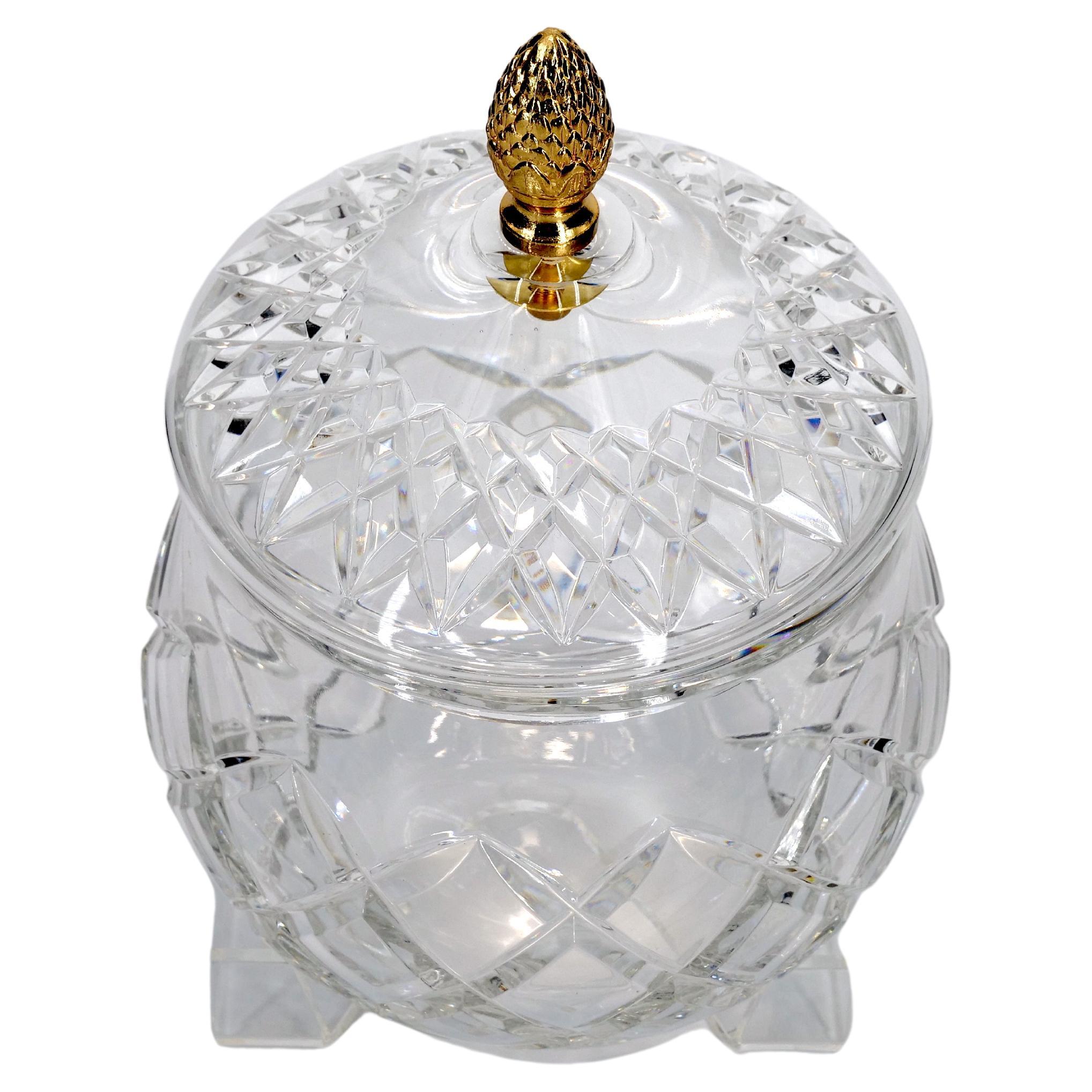 Gilt French Cut Crystal / Brass Covered Finial Serving Piece