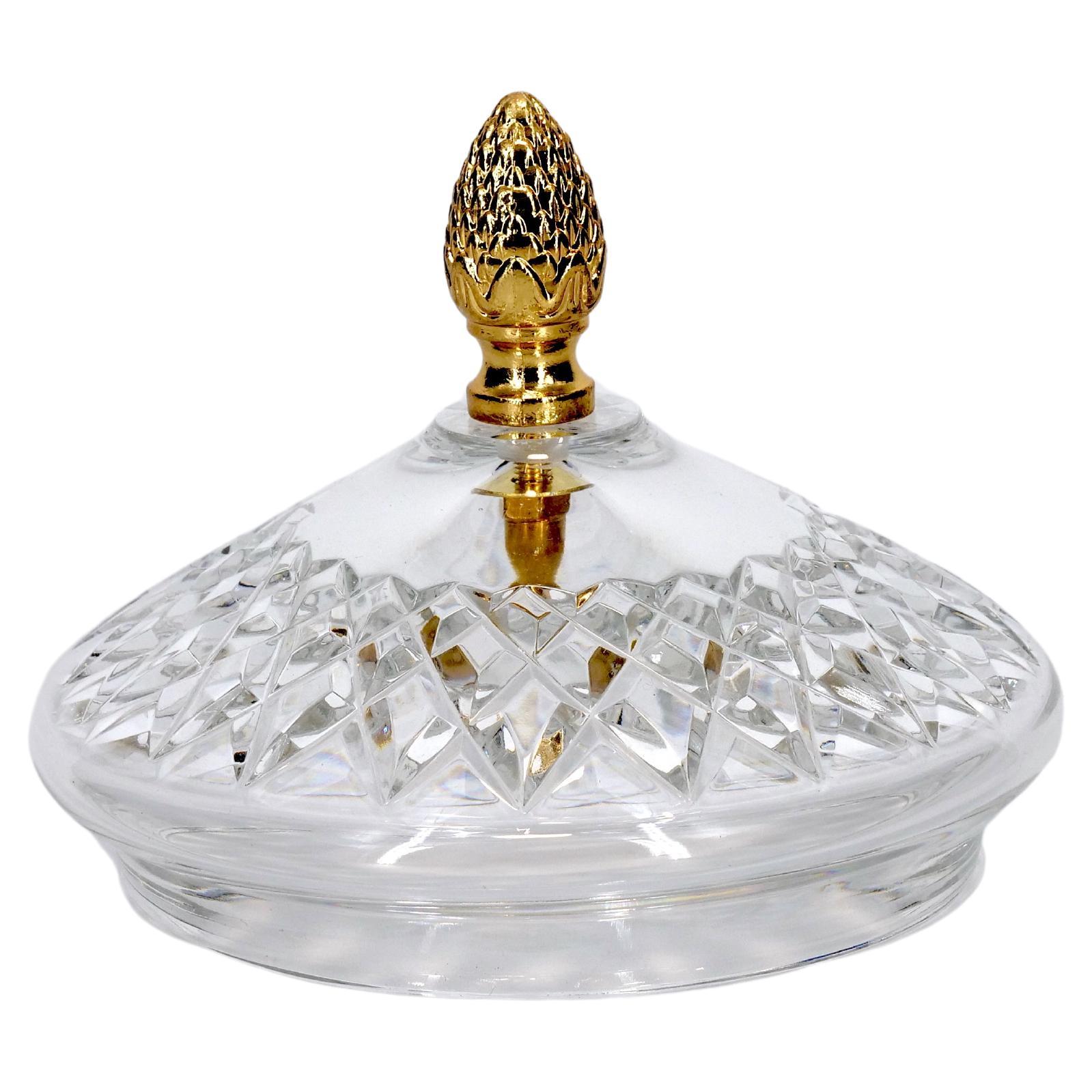 20th Century French Cut Crystal / Brass Covered Finial Serving Piece