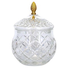 Retro French Cut Crystal / Brass Covered Finial Serving Piece
