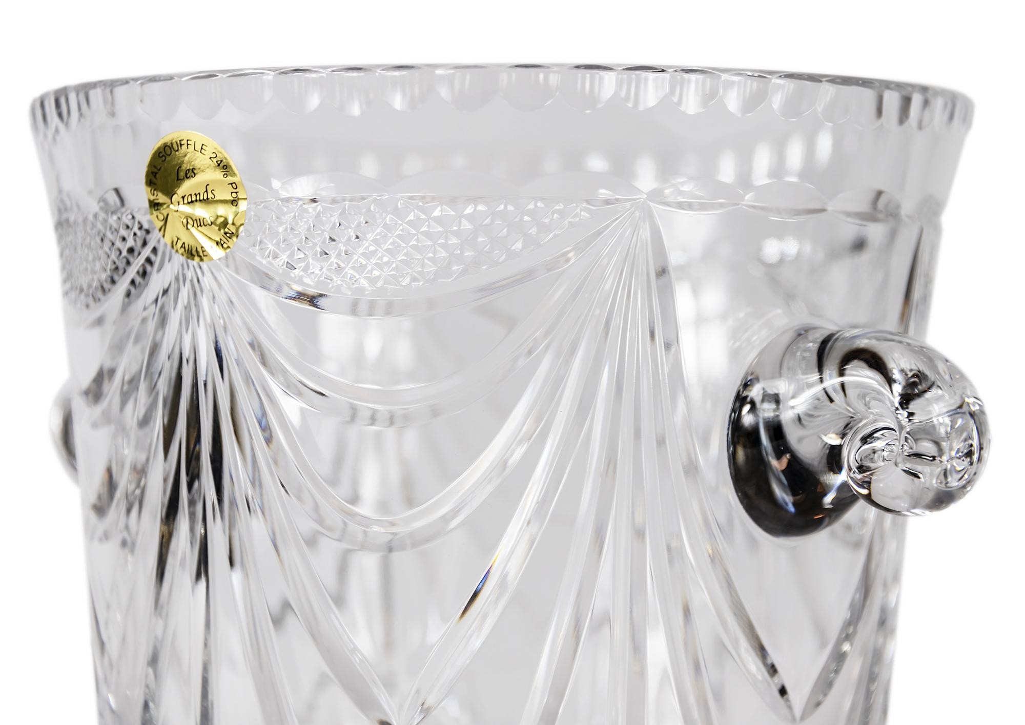 Mid-Century Modern French Cut Crystal Champagne Bucket For Sale
