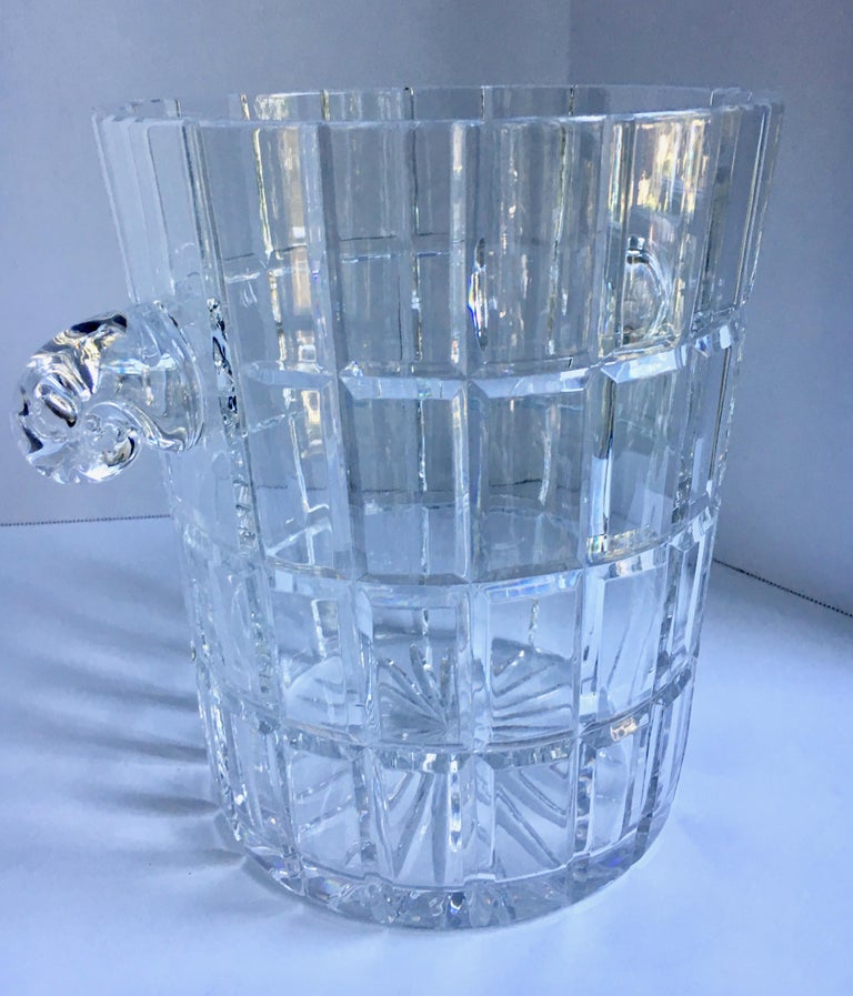 French Cut Crystal Champagne Bucket with Handles For Sale at 1stDibs