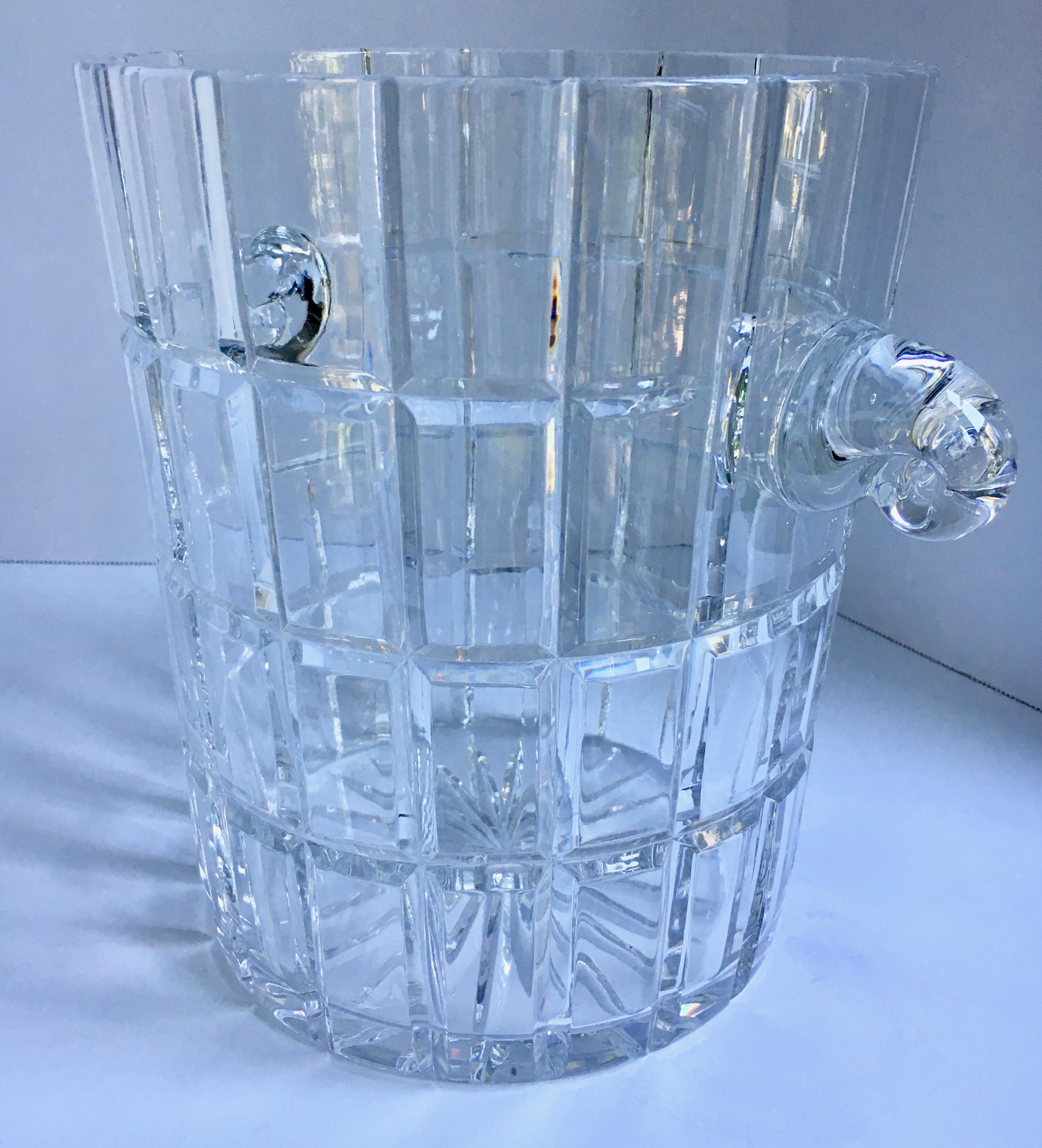 20th Century French Cut Crystal Champagne Bucket with Handles