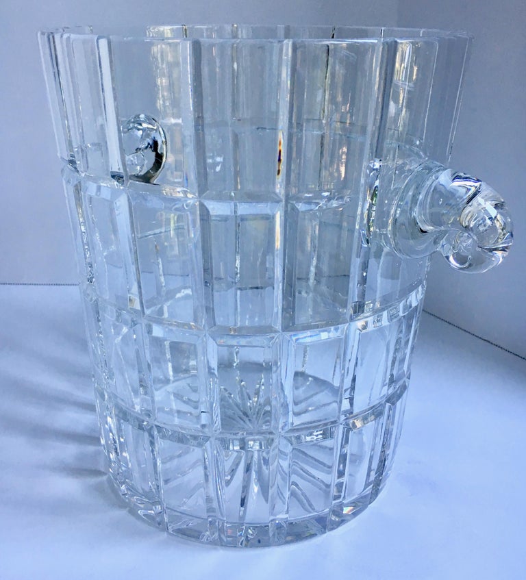 French Cut Crystal Champagne Bucket with Handles For Sale at 1stDibs