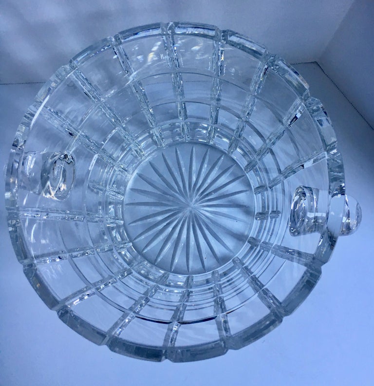 French Cut Crystal Champagne Bucket with Handles For Sale at 1stDibs