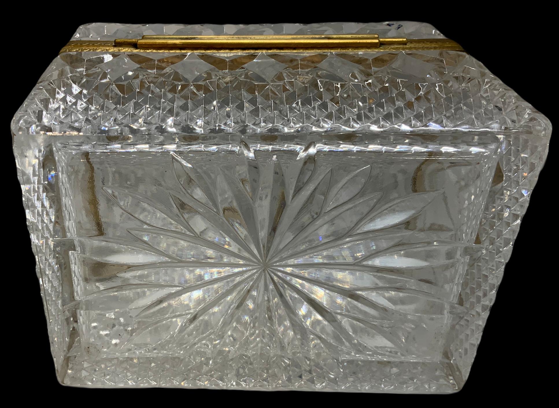 Cut Glass French Cut Crystal Dresser Table Jewelry Box For Sale