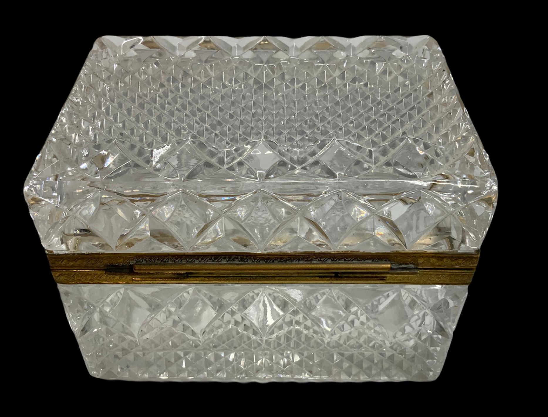 French Cut Crystal Dresser Table Jewelry Box For Sale 1