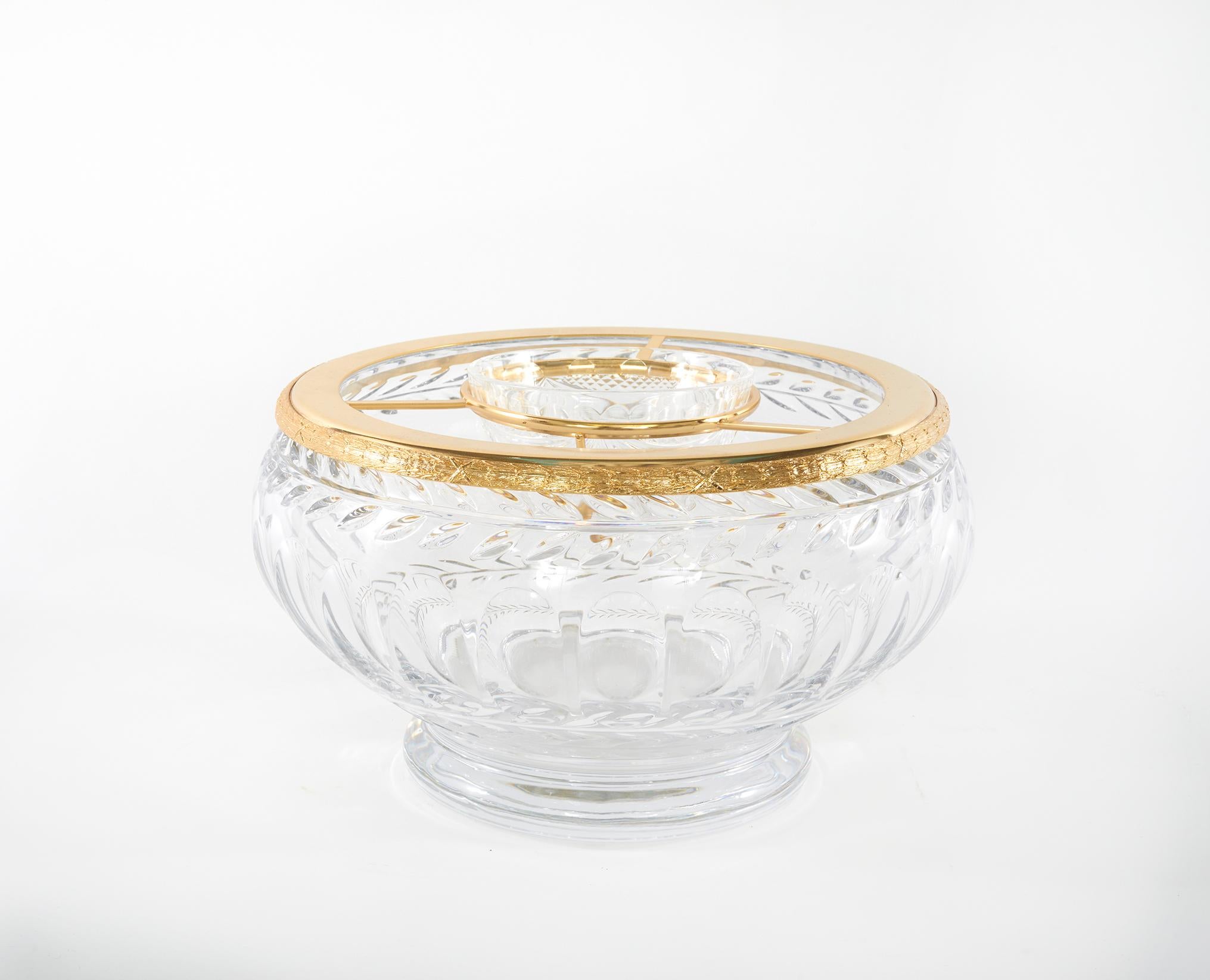 French Cut Crystal / Gilt Bronze Caviar Service For Sale 3