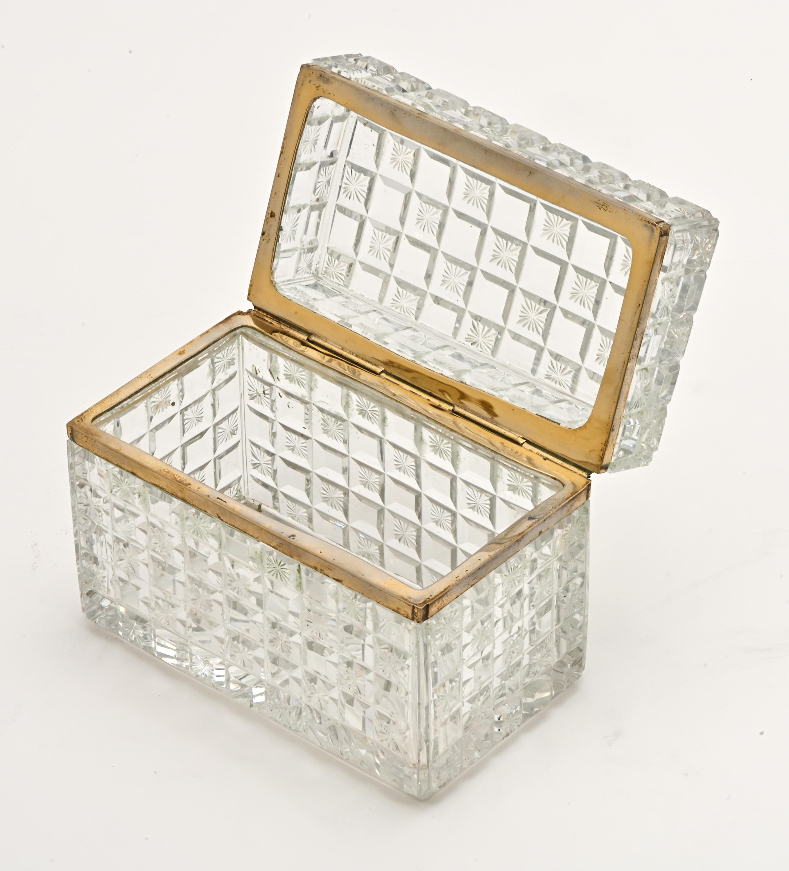 French Jewelry Box, Cut Crystal For Sale