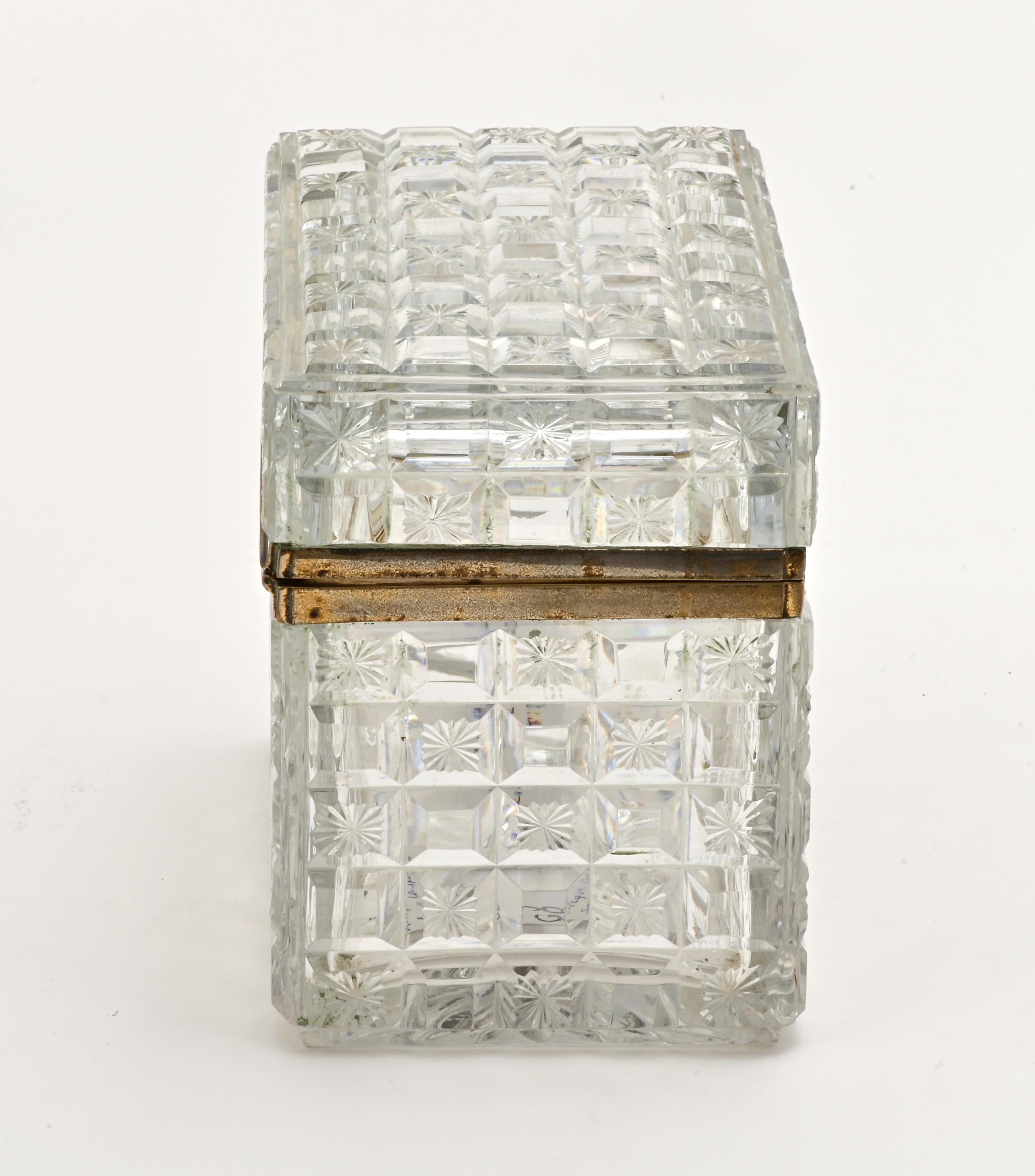 Cut Glass Jewelry Box, Cut Crystal For Sale