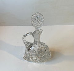 Decantatore di porto in cristallo francese con manico, anni '50