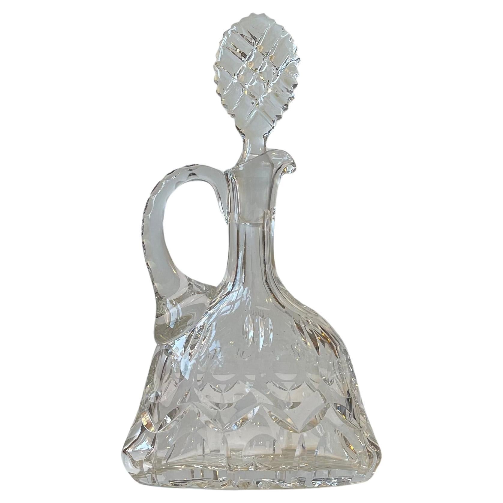 French Cut Crystal Port Decanter With Handle, 1950s For Sale