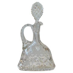 Vintage French Cut Crystal Port Decanter With Handle, 1950s