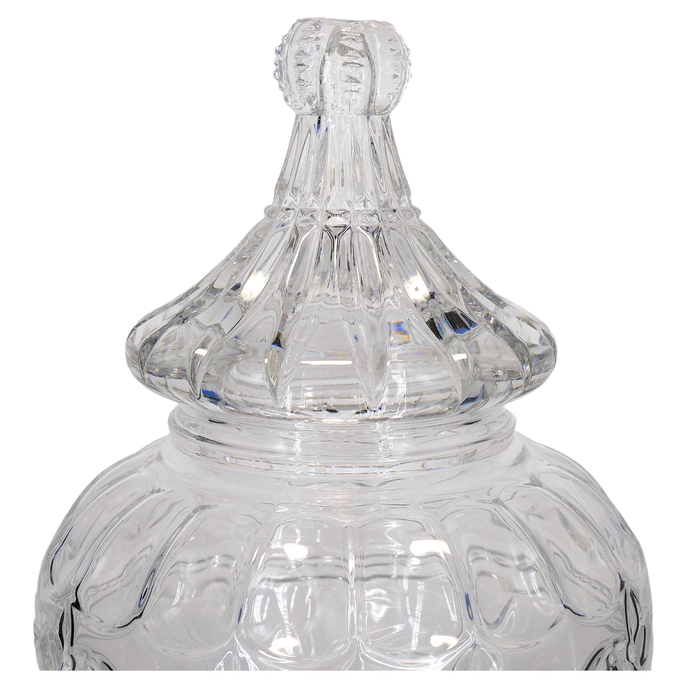 French Cut Crystal Tall Covered Decorative Piece / Urn For Sale 6