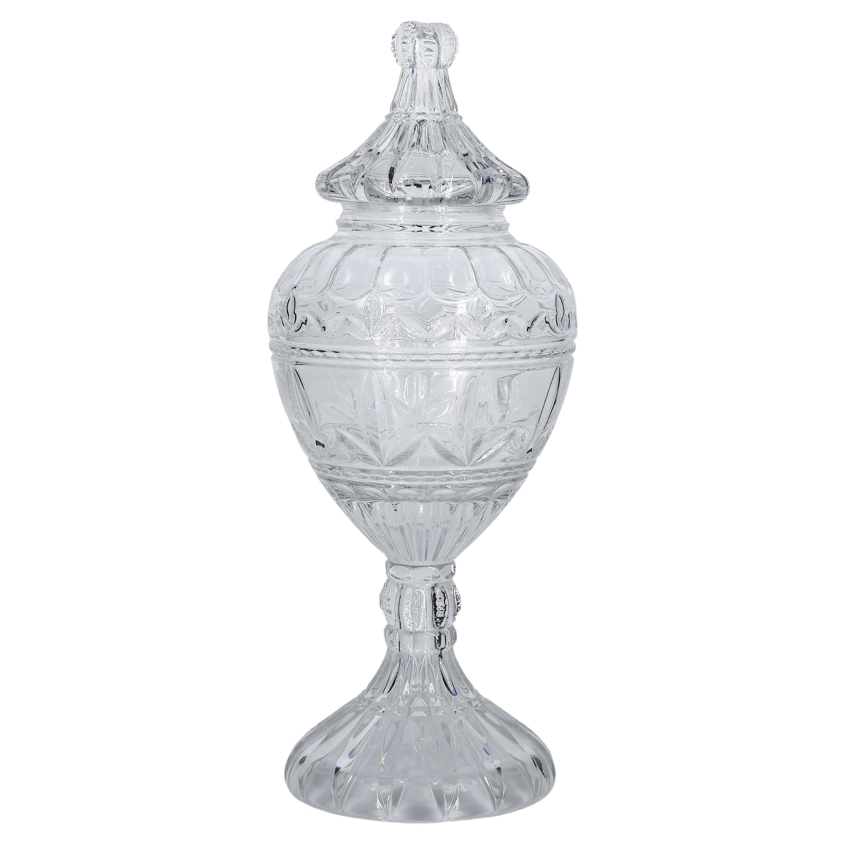 French Cut Crystal Tall Covered Decorative Piece / Urn For Sale 9