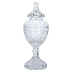 Retro French Cut Crystal Tall Covered Decorative Piece / Urn