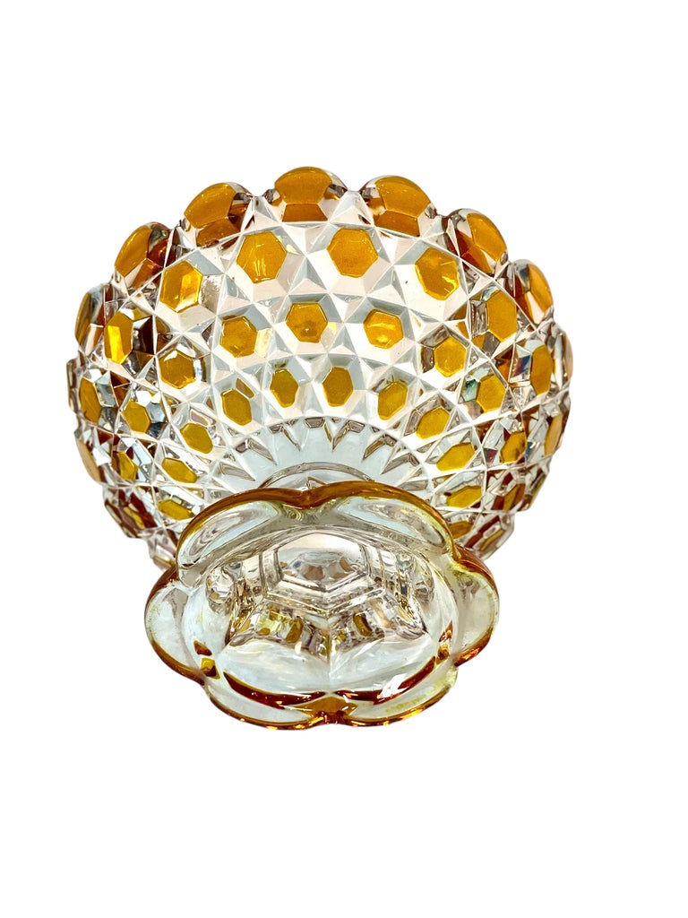 French Cut Crystal Two Tone Candy Dish For Sale at 1stDibs