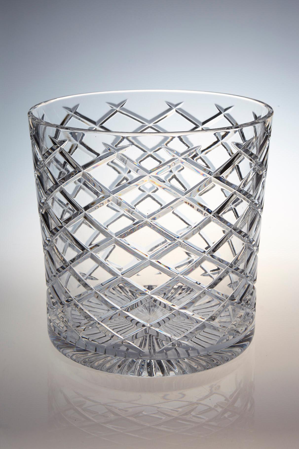Mid-Century Modern French Cut Crystal Wine Cooler or Champagne Ice Bucket for Two Bottles