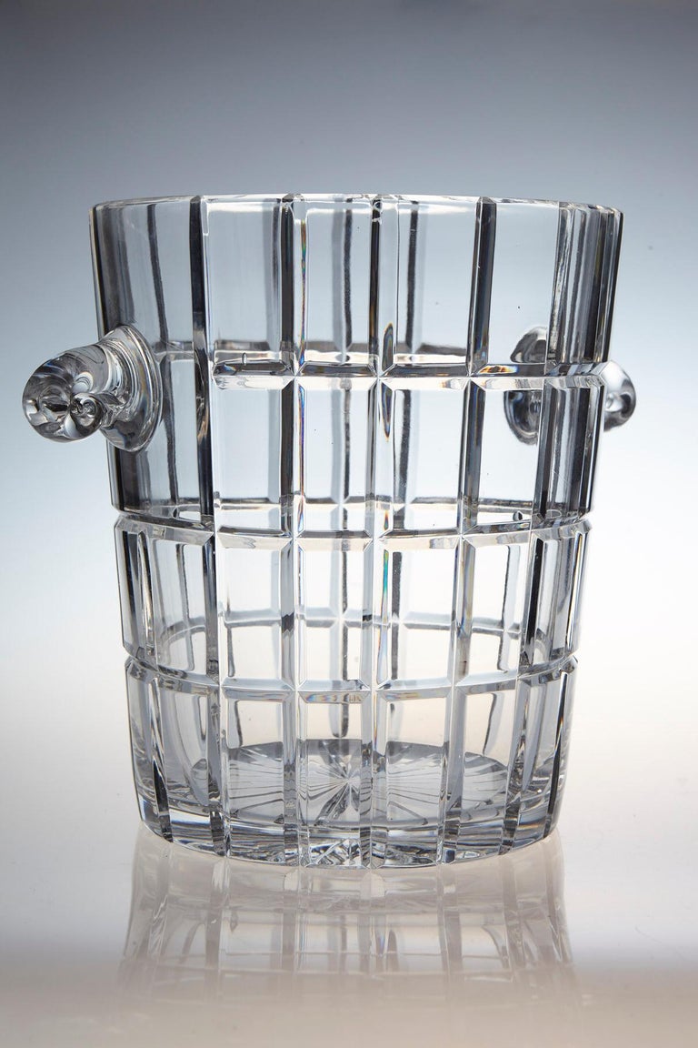 French Cut Crystal Wine Cooler or Champagne Ice Bucket with Handles