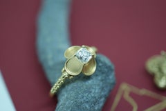 French-Cut Diamond and 18 Karat Gold Renaissance Revival Ring