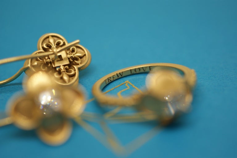Customizable French-Cut Diamond and 18 Karat Gold Renaissance Revival ...