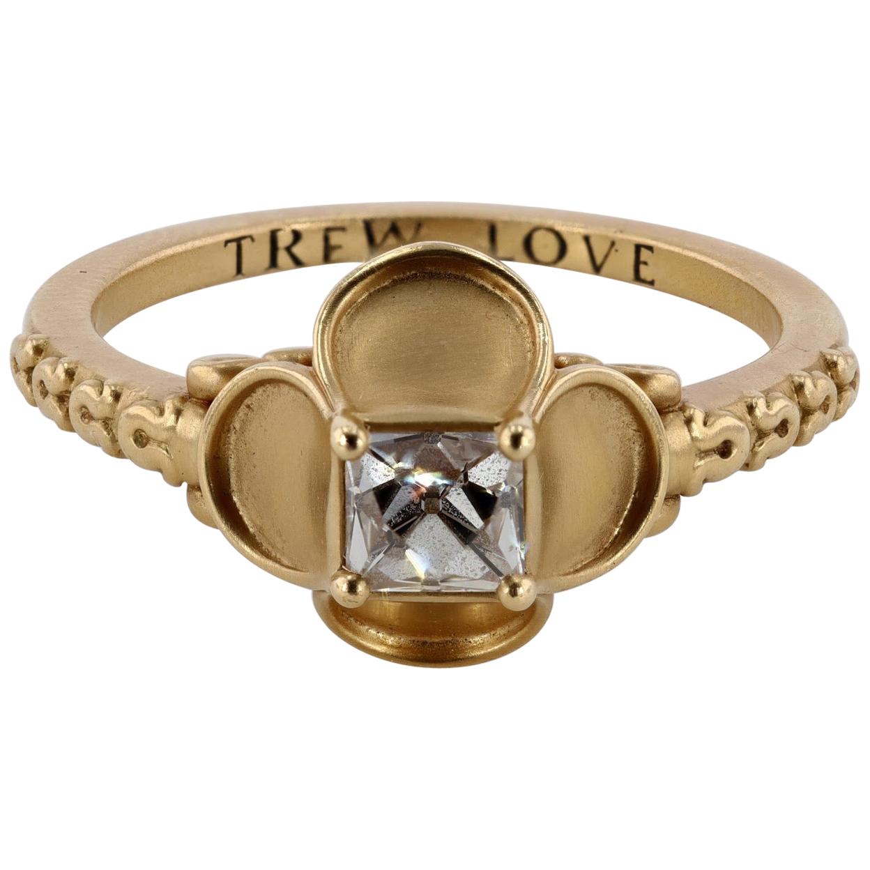 French-Cut Diamond and 18 Karat Gold Renaissance Revival Ring