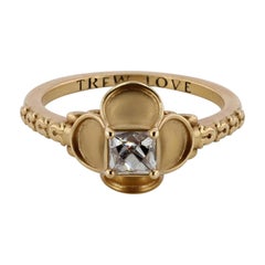 French-Cut Diamond and 18 Karat Gold Renaissance Revival Ring