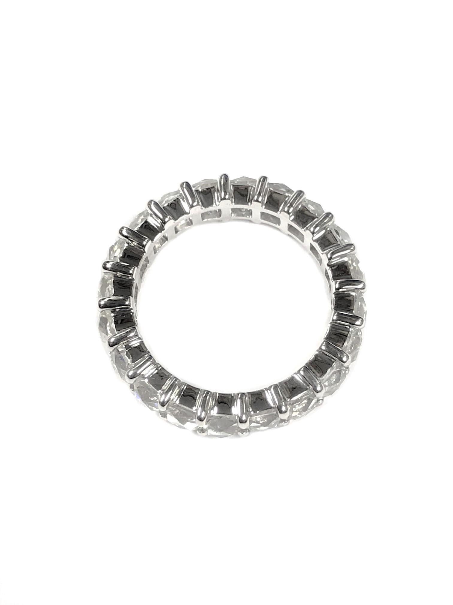 French Cut Diamond and Platinum Eternity Band Ring In New Condition In Chicago, IL