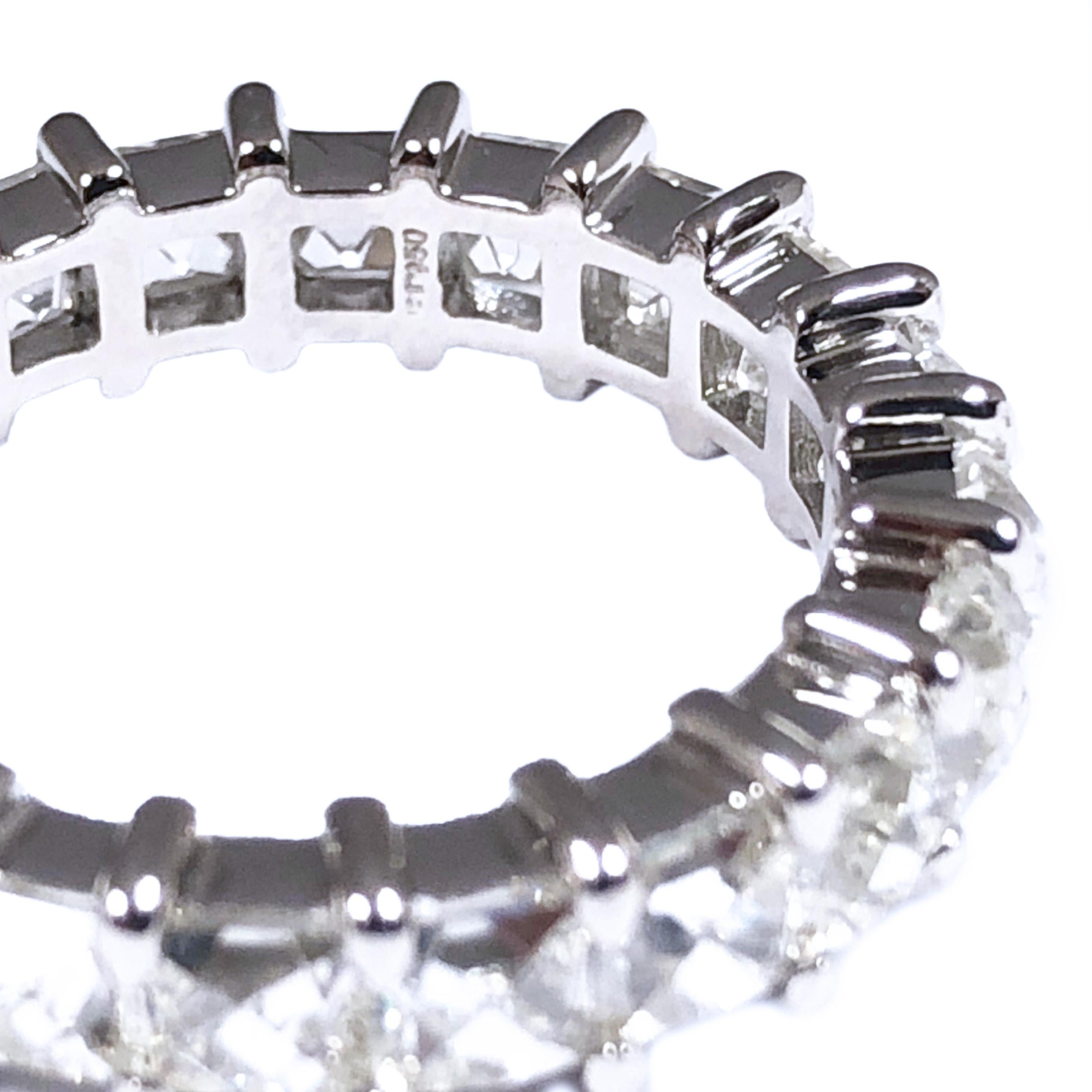 Women's or Men's French Cut Diamond and Platinum Eternity Band Ring