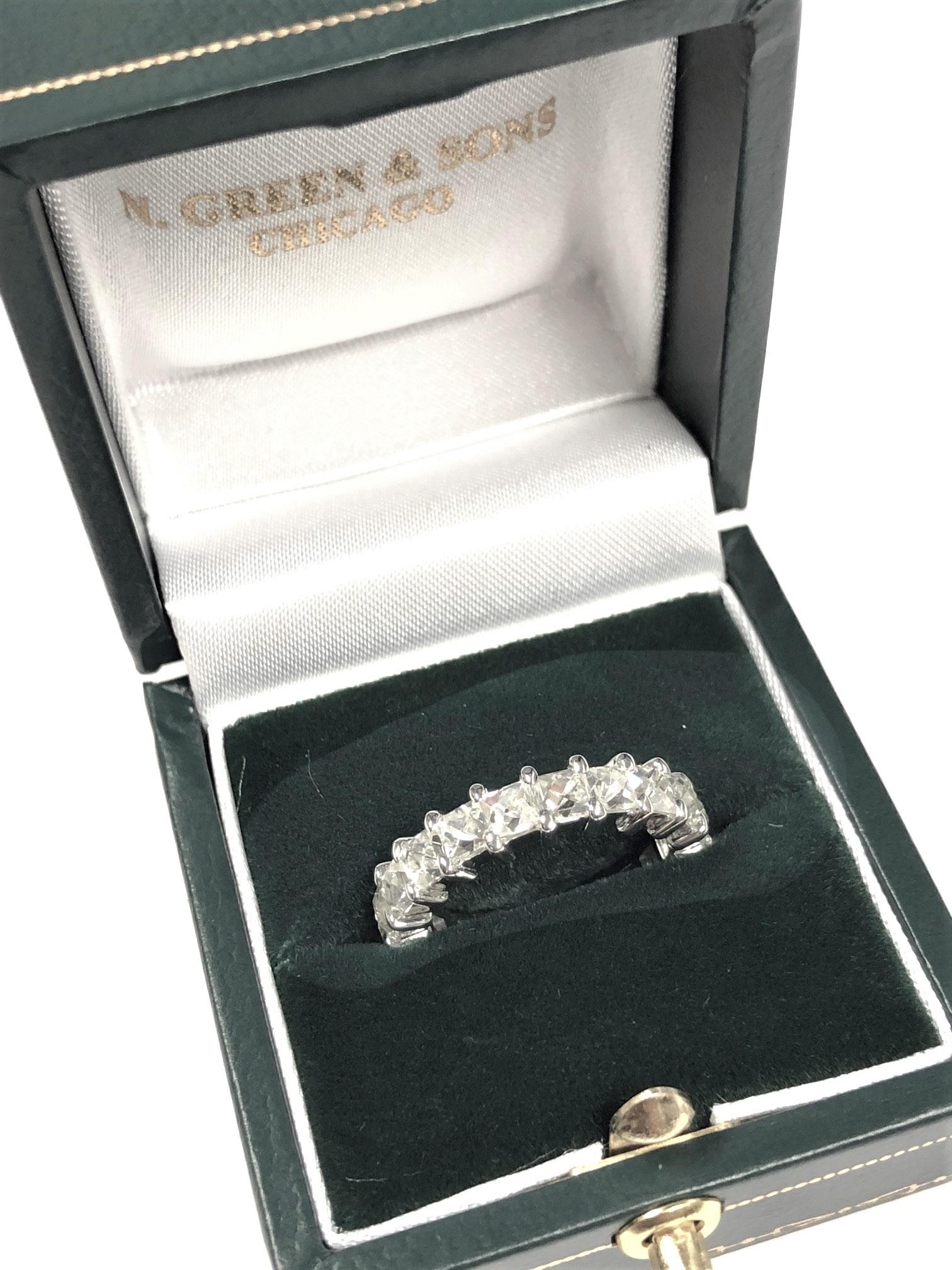 French Cut Diamond and Platinum Eternity Band Ring 1