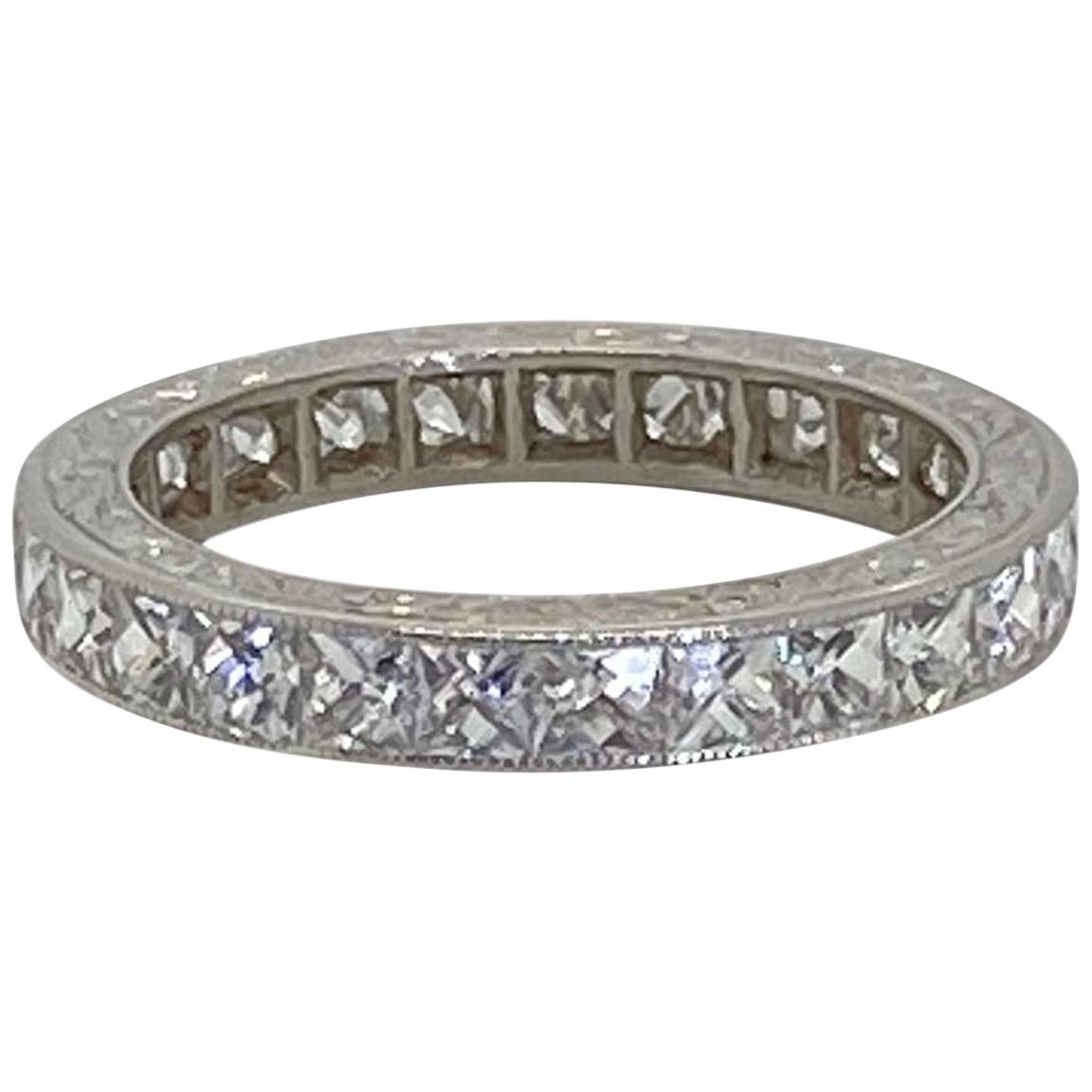 Square Cut Diamond Platinum Eternity Band Ring at 1stdibs