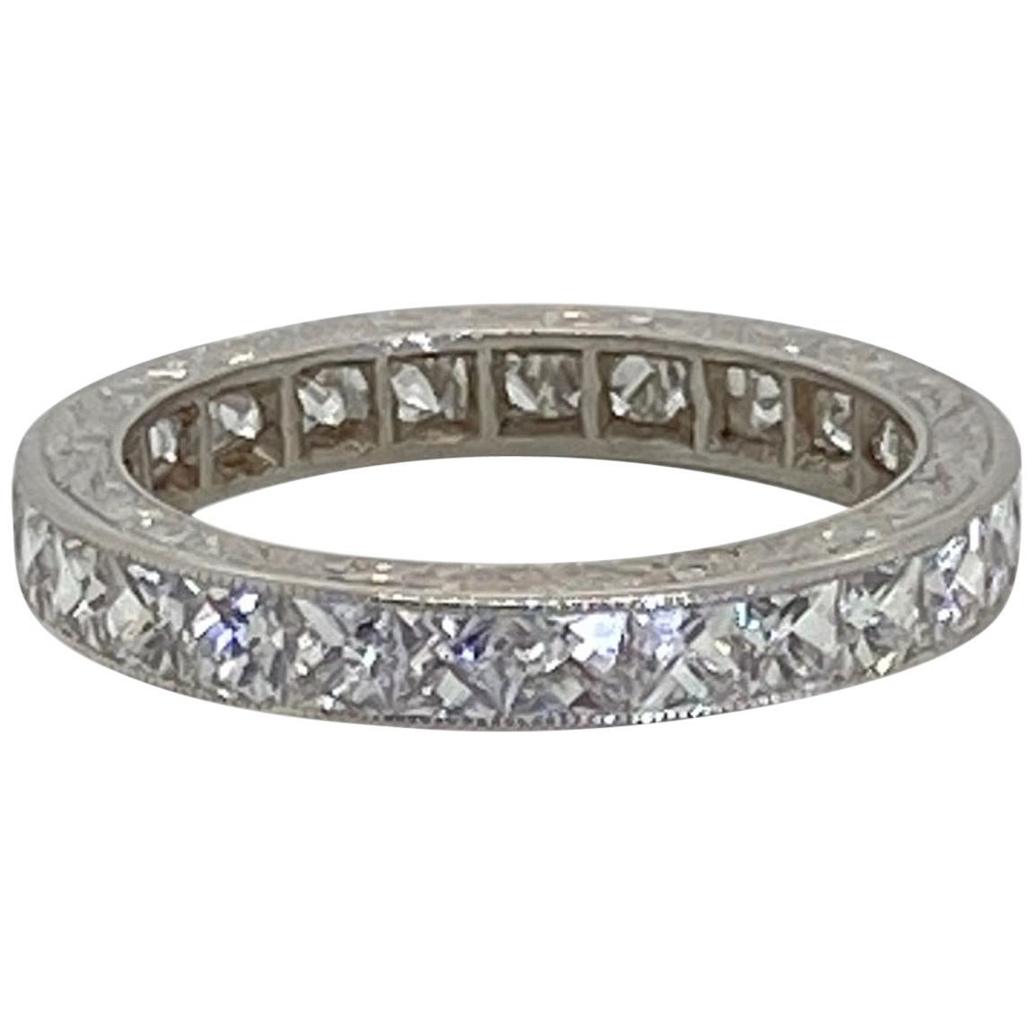 French Cut Diamond and Platinum Eternity Band Ring