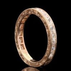 French-Cut Diamond "East/West" Eternity Ring 18ct Rose Gold Ornate Hand Engraved